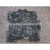 double-cutting black sliced pebble tile