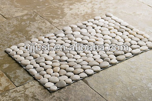 colorful pebble bath mat